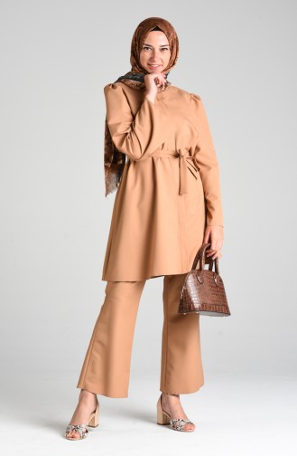 Belted Tunic Trousers Double Suit 0285-03 Caramel 0285-03