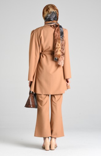 Belted Tunic Trousers Double Suit 0285-03 Caramel 0285-03