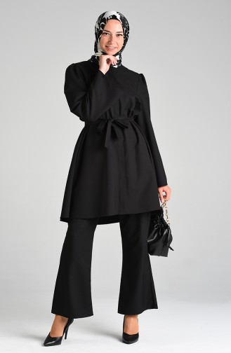 Belted Tunic Trousers Double Suit 0285-07 Black 0285-07