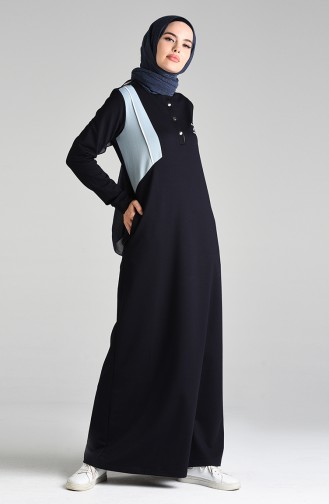 Navy Blue Hijab Dress 9231-02