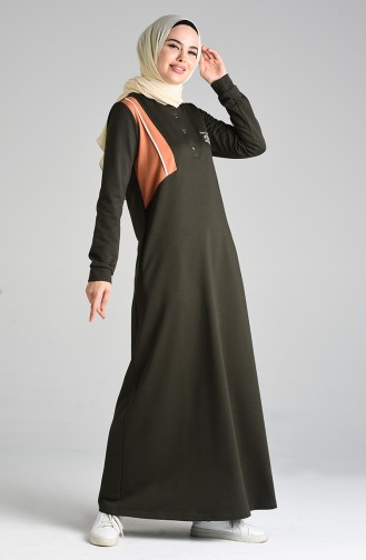 Khaki Hijab Kleider 9231-03