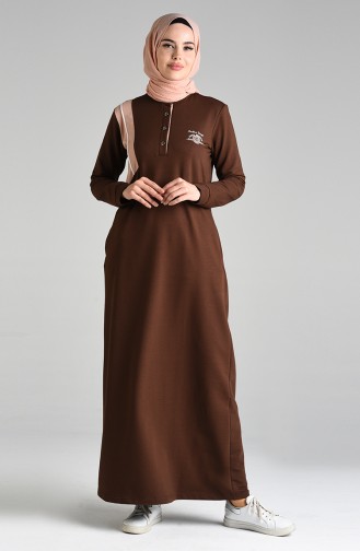 Dark Brown Hijab Dress 9231-04