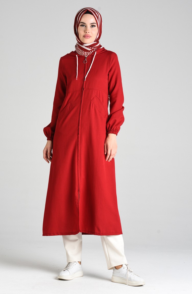 Kapüşonlu Uzun Spor Kap 3002-07 Bordo