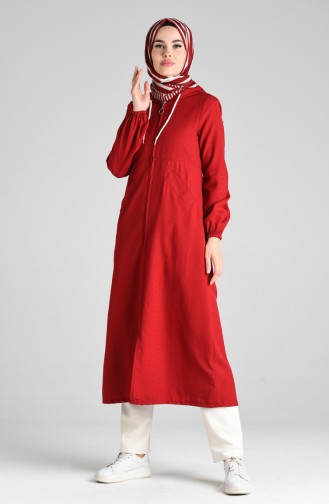 Kapüşonlu Uzun Spor Kap 3002-07 Bordo