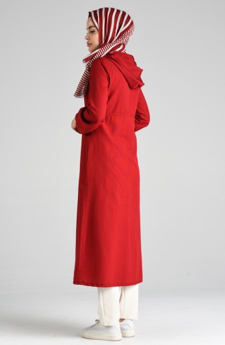 Kapüşonlu Uzun Spor Kap 3002-07 Bordo