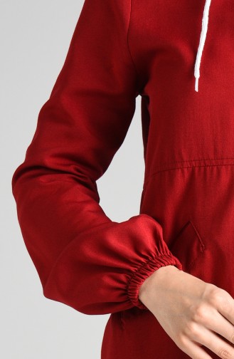 Kapüşonlu Uzun Spor Kap 3002-07 Bordo