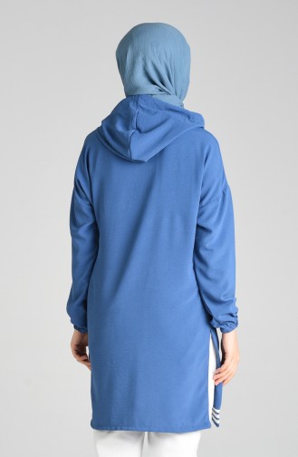 Kapüşonlu Tunik 8026-01 İndigo