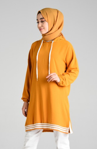 Kapüşonlu Tunik 8026-04 Hardal