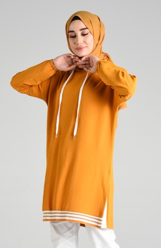 Kapüşonlu Tunik 8026-04 Hardal