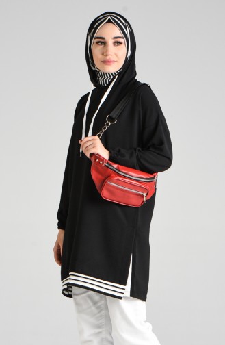 Kapüşonlu Tunik 8026-05 Siyah