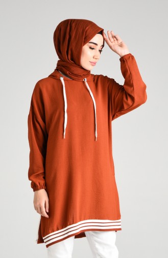 Kapüşonlu Tunik 8026-07 Taba