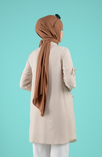 Düğmeli Tunik 6134-01 Bej