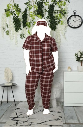 Tampap Pamuklu Ekose Desen Büyük Beden Kadın Pijama Takımı 5710-6