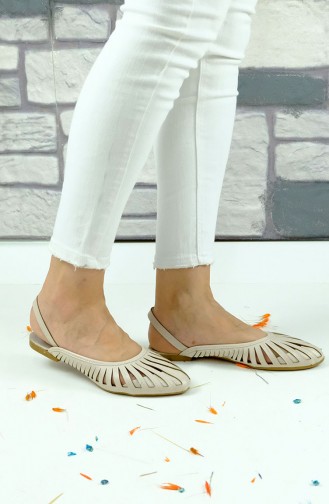 Cream Woman Flat Shoe 2237-01