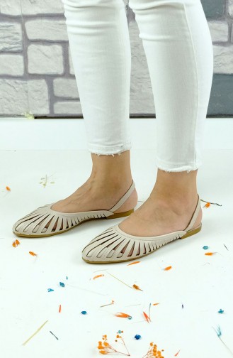 Cream Woman Flat Shoe 2237-01