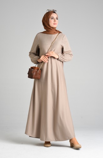 Elastic Sleeve Dress 1907-10 Beige 1907-10
