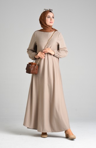 Beige Hijab Dress 1907-10
