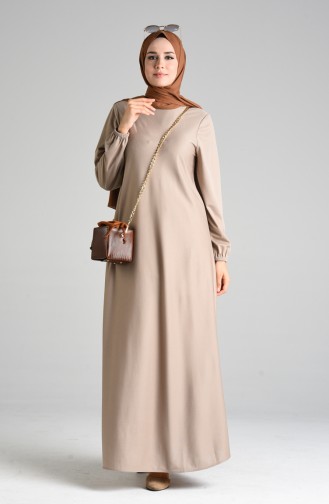 Beige Hijab Dress 1907-10