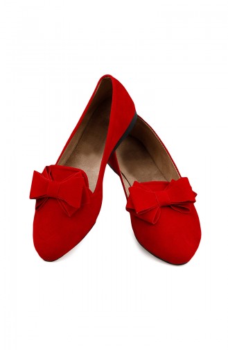 حذاء مسطح أحمر 0126-09
