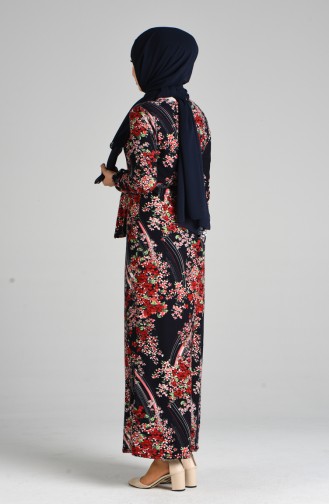 Navy Blue Hijab Dress 8875-01