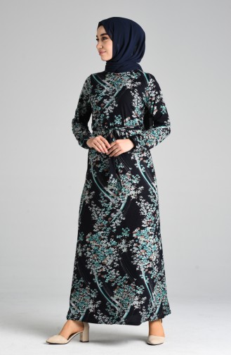 Dunkelblau Hijab Kleider 8875-03