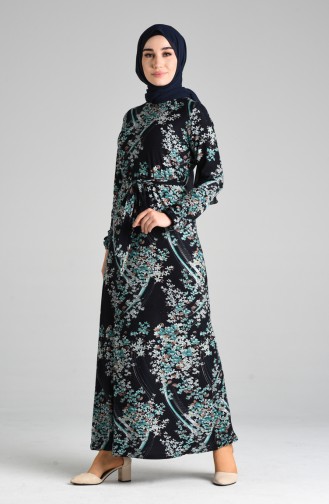 Dunkelblau Hijab Kleider 8875-03