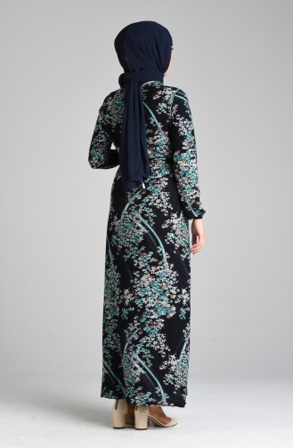 Dunkelblau Hijab Kleider 8875-03