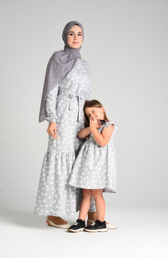 Grau Hijab Kleider 4601-01