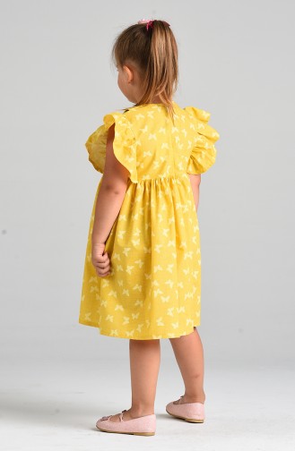 Patterned Girl s Dress 4602-01 Mustard 4602-01