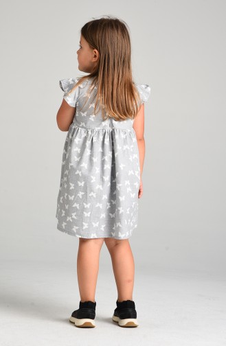 Patterned Children s Dress 4602-02 Gray 4602-02