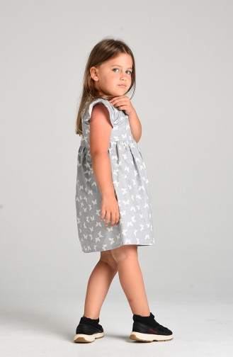 Patterned Children s Dress 4602-02 Gray 4602-02