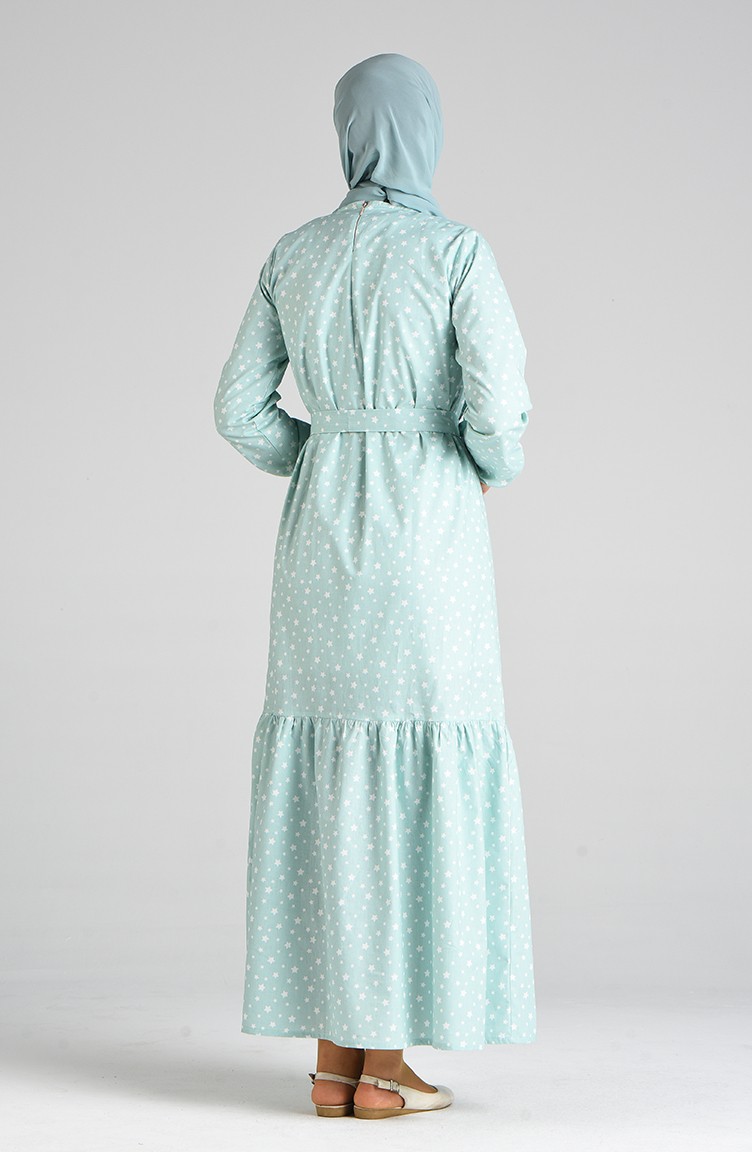 Patterned Mother Daughter Combination Dress 4603-03 Mint Green 4603-03 | Sefamerve Patterned Mother Daughter Combination Dress 4603-03 Mint Green 4603-03 | Sefamerve