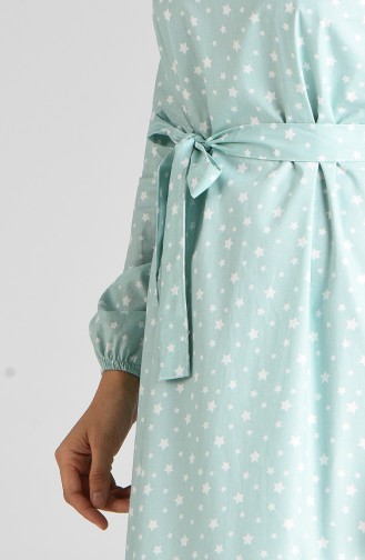 Patterned Mother Daughter Combination Dress 4603-03 Mint Green 4603-03