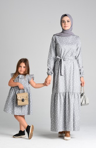 Grau Hijab Kleider 4603-04