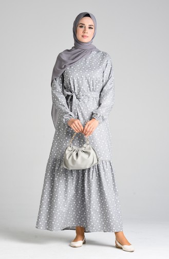 Gray Hijab Dress 4603-04