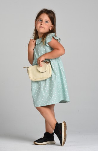 Patterned Children s Dress 4604-03 Mint Green 4604-03