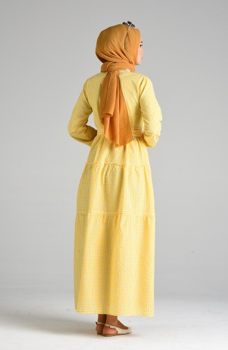 Kareli Anne Kız Kombin Elbise 4605-02 Sarı