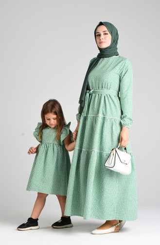 Green Hijab Dress 4605-04