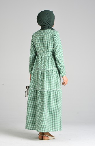 Kareli Anne Kız Kombin Elbise 4605-04 Yeşil