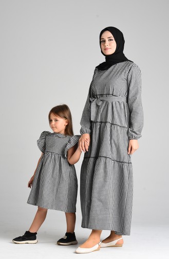 Schwarz Hijab Kleider 4605-05