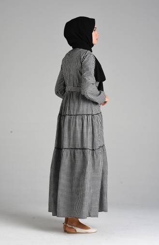 Kareli Anne Kız Kombin Elbise 4605-05 Siyah