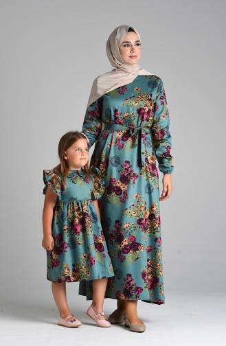 Grün Hijab Kleider 4631-01