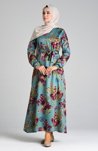 Green Hijab Dress 4631-01