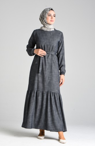 Rauchgrau Hijab Kleider 4637-01