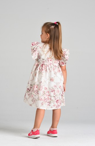 Patterned Children s Dress 4645-01 Ecru Powder 4645-01