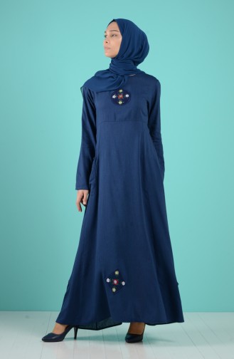 Dunkelblau Hijab Kleider 6565-02