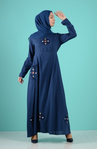 Dunkelblau Hijab Kleider 6565-02