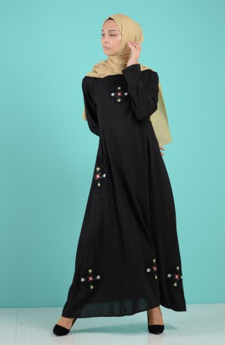 Schwarz Hijab Kleider 6565-03
