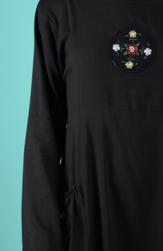 Pamuklı Cepli Elbise 6565-03 Siyah