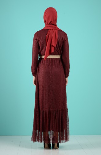 Belted Dress 4467-01 Burgundy 4467-01